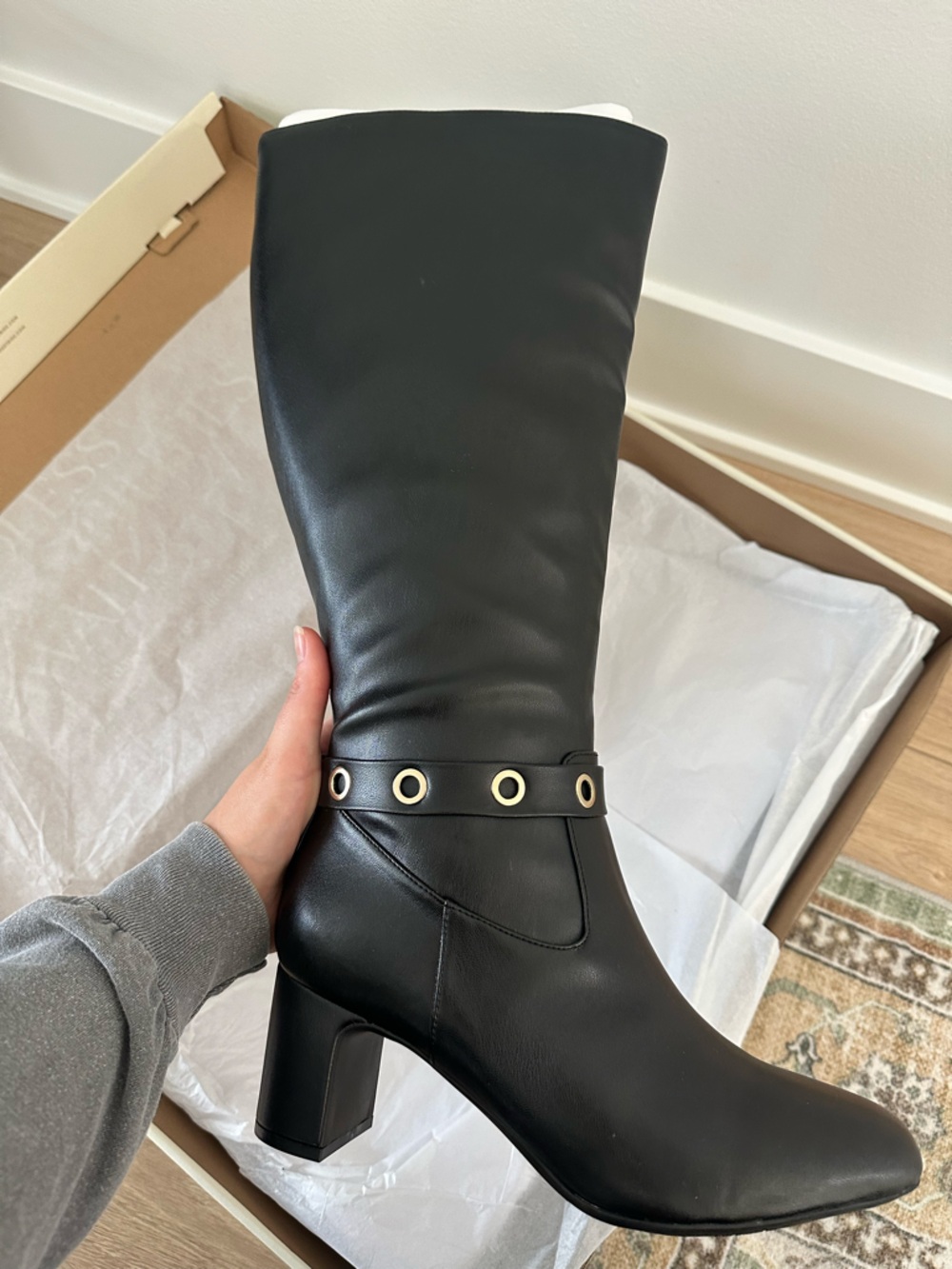 Life Stride Black Over-the-Knee Boot with Grommet Strap